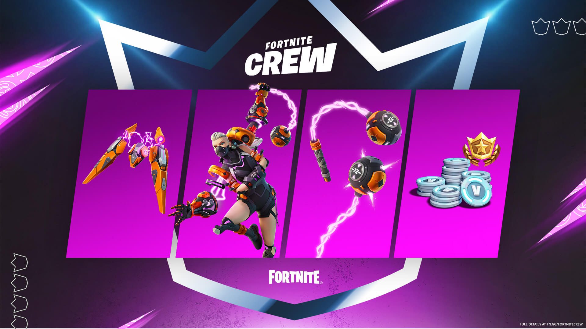 Fortnite may crew pack v bucks and battle pass
